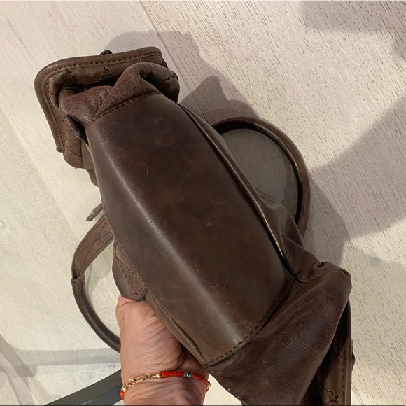 Brown Leather Shoulder Bag with Pockets - Picture 10 of 10